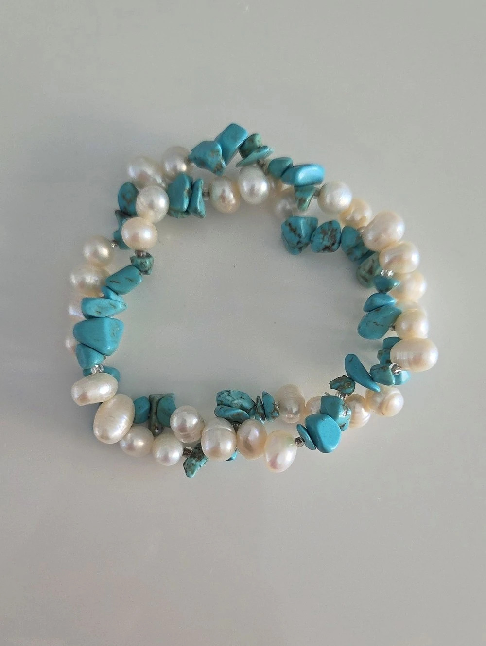 Turquoise & Pearl Beaded Bracelet